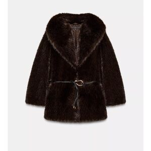 Zara Faux Fur coat with belt